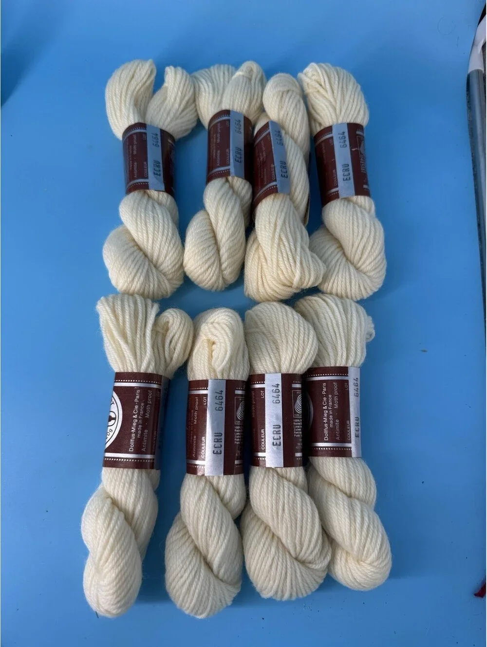 8 DMC Laine Colbert Tapestry Wool Yarn Ecru 6464 Same Dye Lot 42.7 Yd